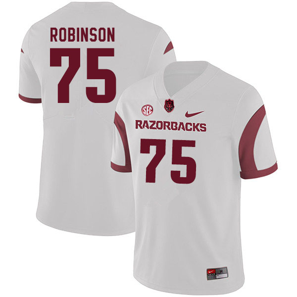 Men #75 Silas Robinson Arkansas Razorbacks College Football Jerseys Sale-White